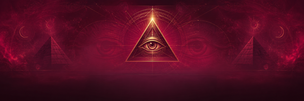 Illuminati symbols meaning with eye pyramid light and circle