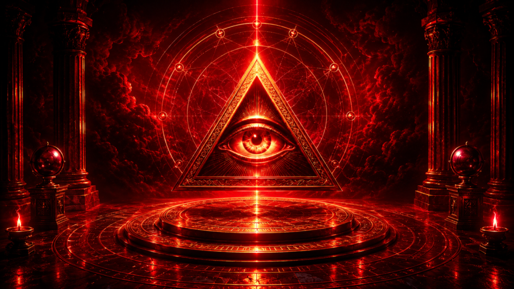 Illuminati beliefs explained with eye pyramid light and sacred geometry
